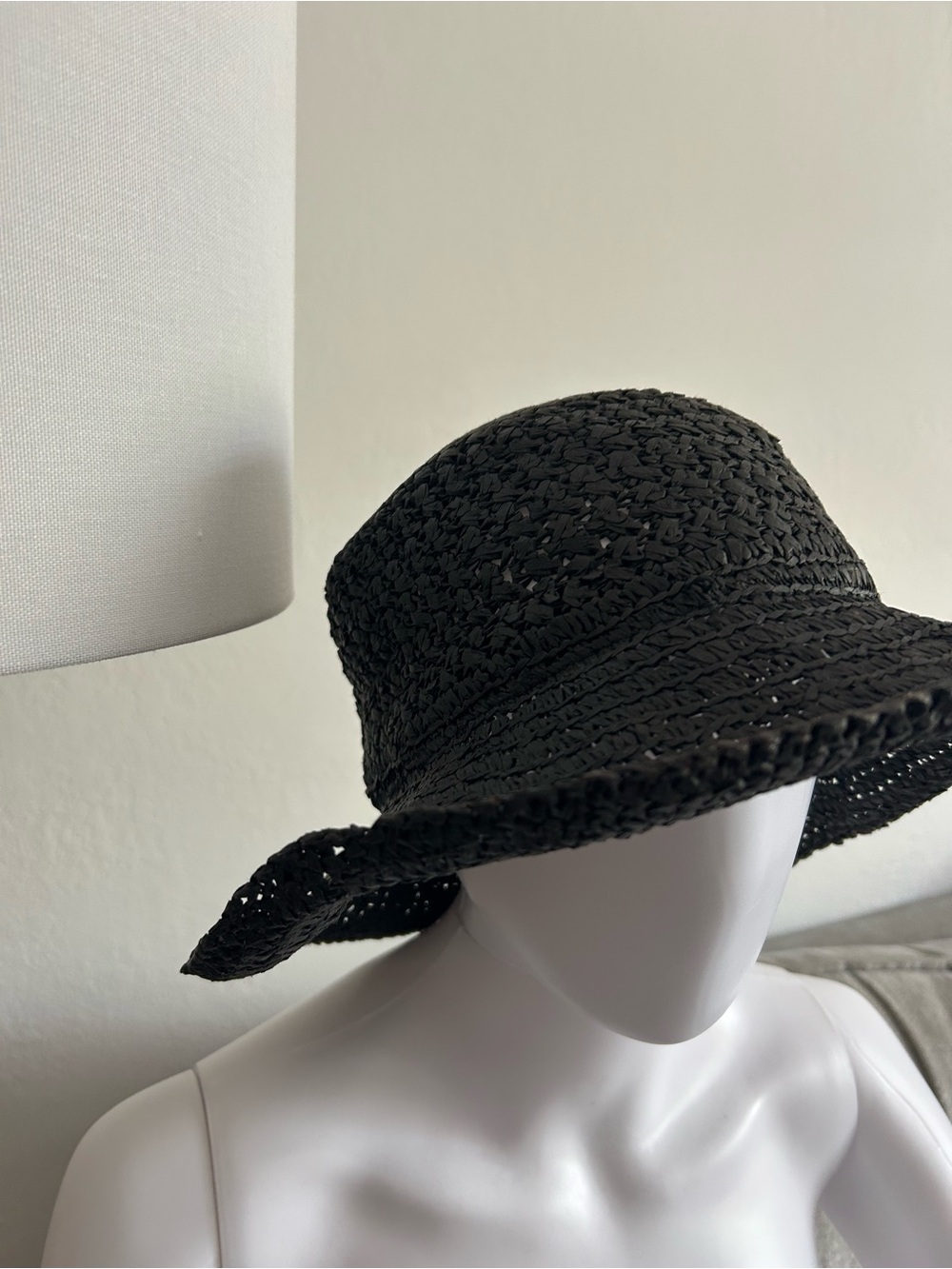 Betmar Black Paper Sun Hat Wide  Brim Crochet Beach Summer Packable